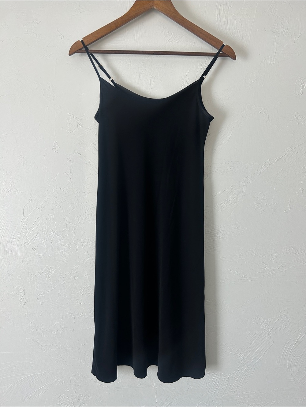Black Slimming Slip Dress with Adjustable Spaghetti Straps